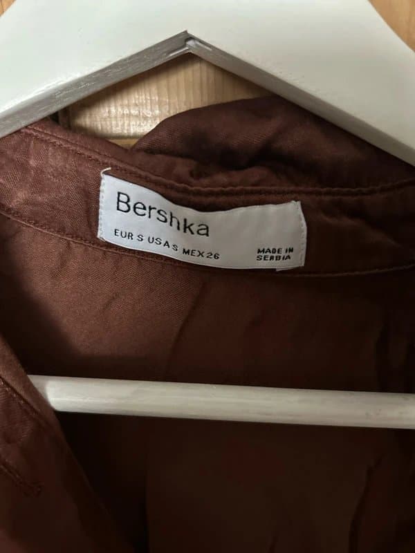 Bershka Satin feel brown long women’s shirt
