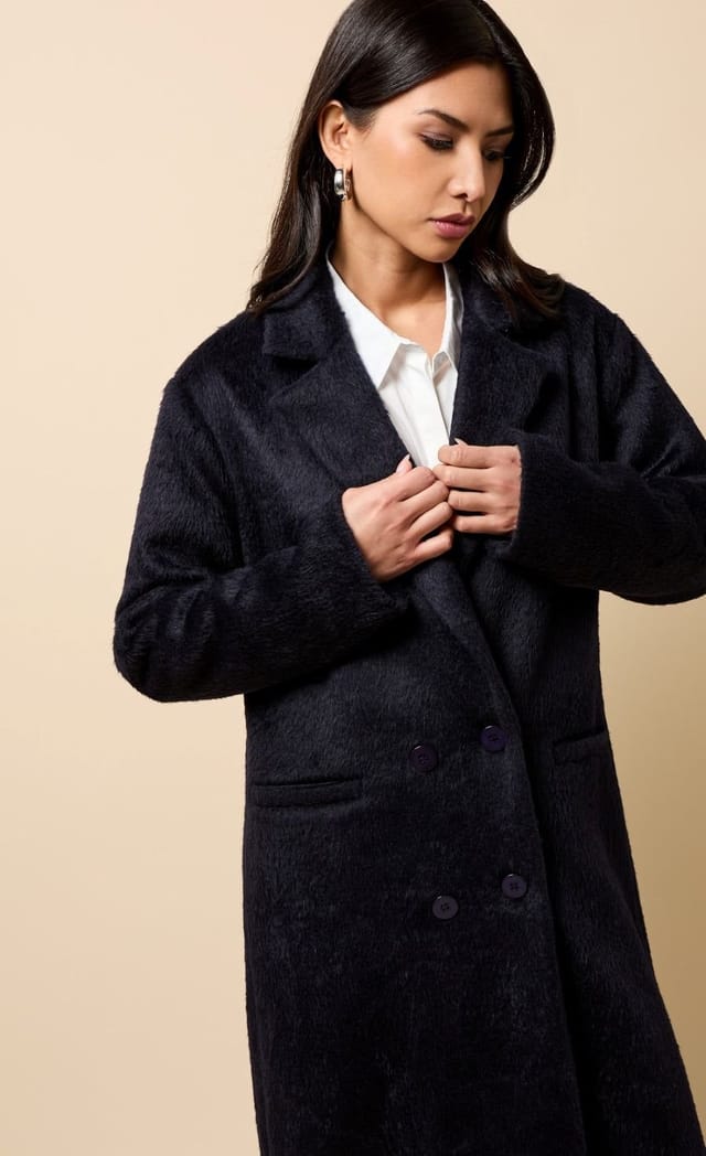 Little Mistress Little Mistress Women's Navy Coat - 3