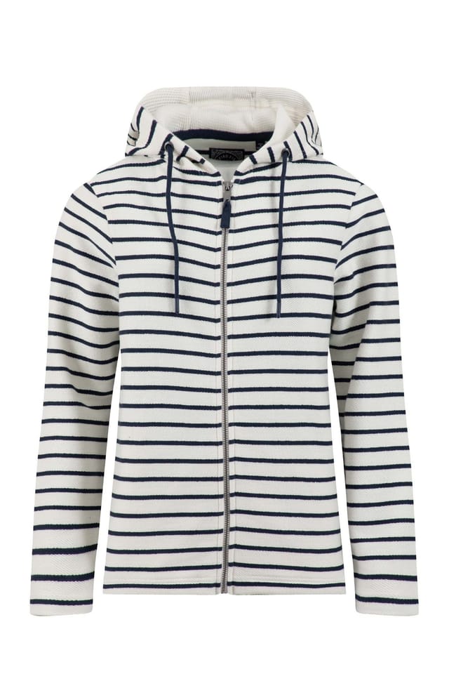 Weird Fish Weird Fish Women's Catalina Striped Full Zip Hoodie in Navy - 2