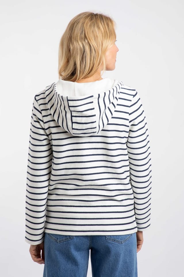 Weird Fish Weird Fish Women's Catalina Striped Full Zip Hoodie in Navy - 3