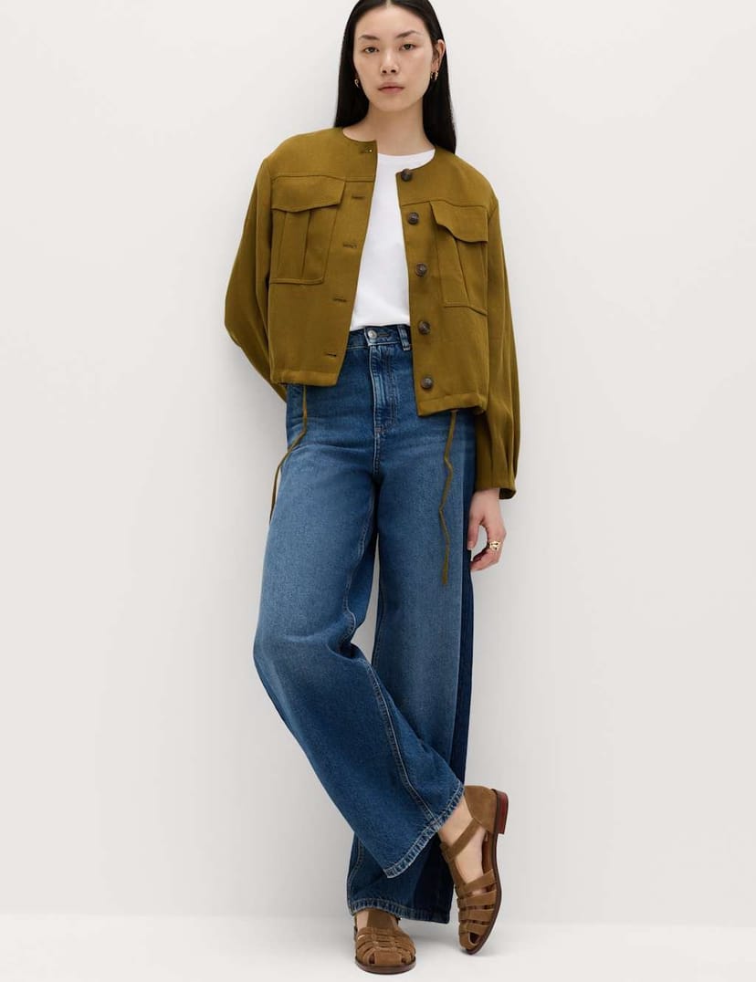 Marks & Spencer M&S High Waisted Two Tone Wide Leg Jeans Dark Indigo Mix - 1