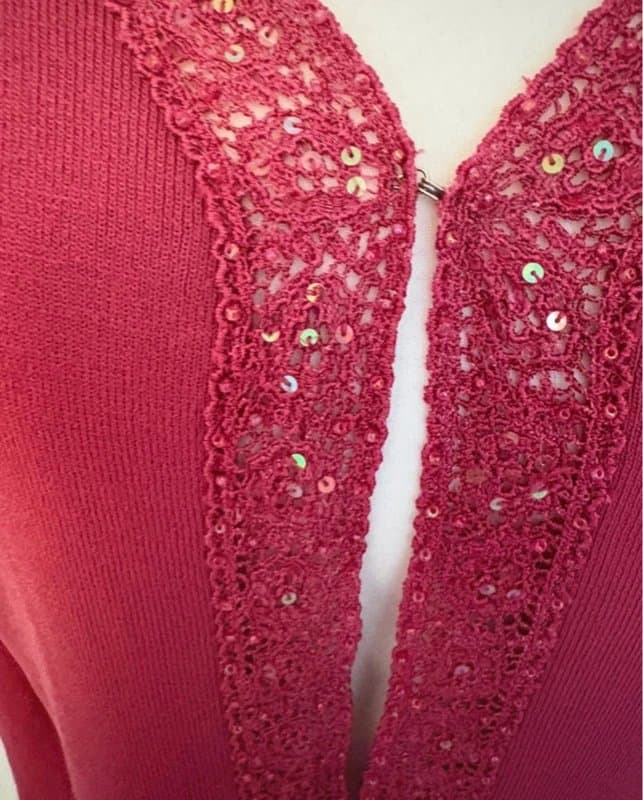 Bonmarché Y2K Bonmarché Sequin Beaded Cardigan Top UK M 2000s Vintage Fairycore Coquette
