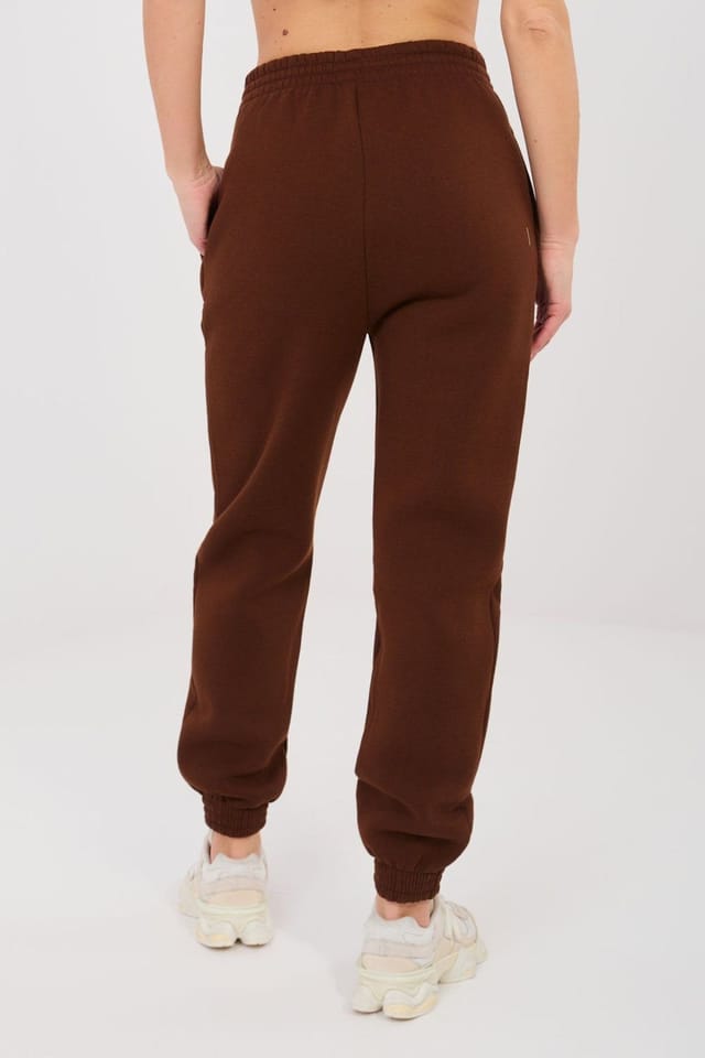 Love Lace Love Lace Women's Insulated High Waist Cotton Jogger Trousers in Brown - 3