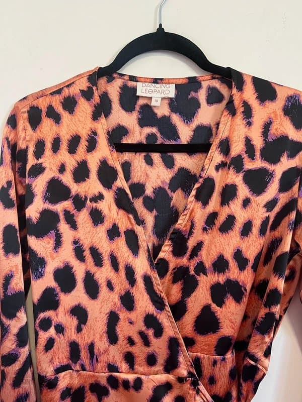 Dancing Leopard Dancing Leopard Size 10 Leopard Print Wrap Dress Wedding Guest Party Never Fully Dressed Rat & Boa