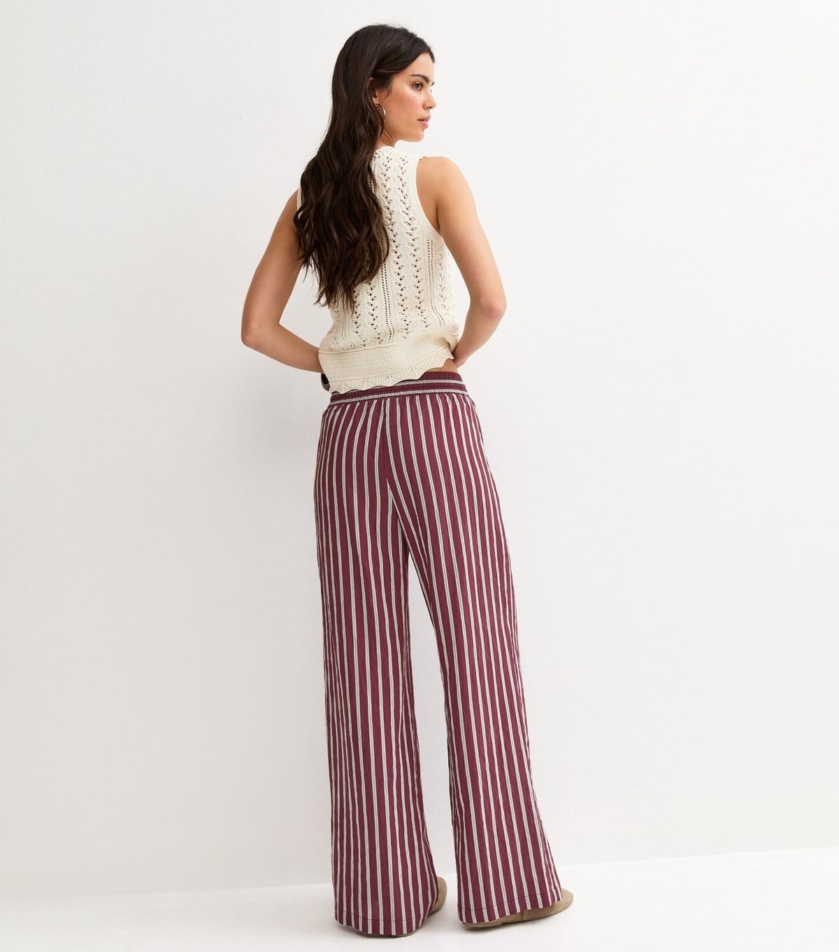 New Look Women's Red Striped Wide Leg Trousers New Look - 4