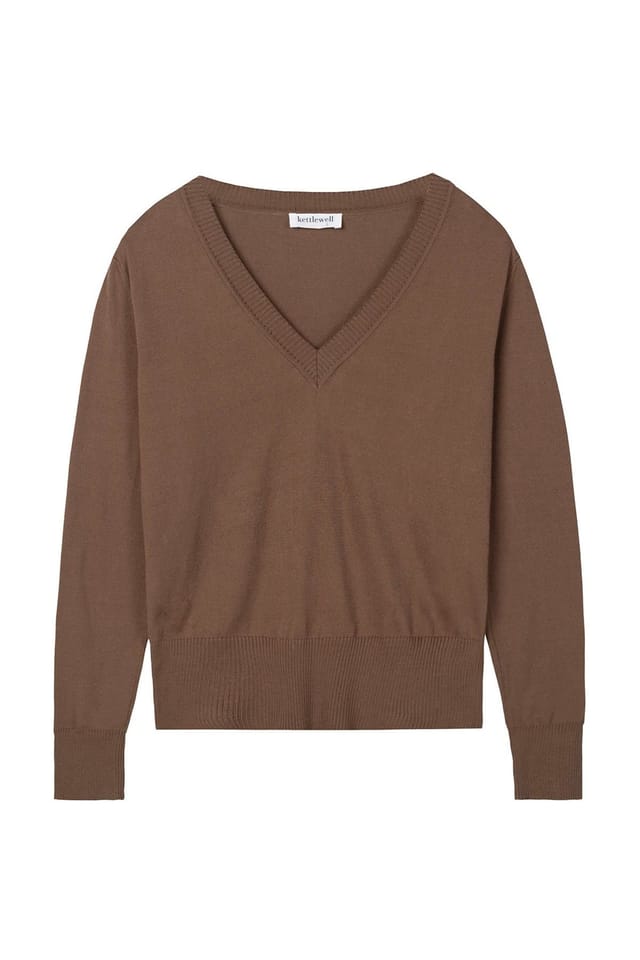 Kettlewell Kettlewell Women's Cleo V Neck Sweater in Brown - 2