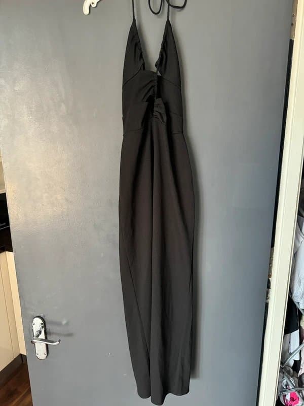 Bershka Bershka ruched halter neck midi dress
