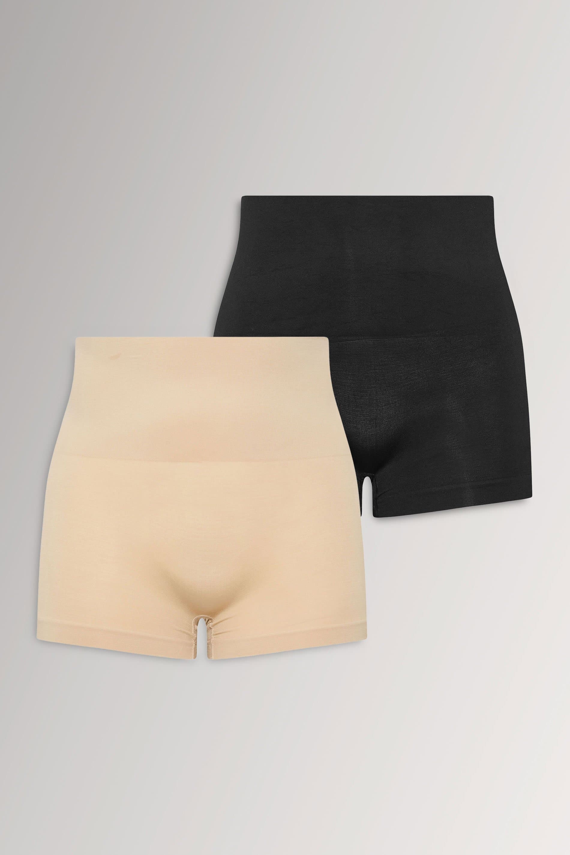 Yours Plus Size 2 Pack Black & Nude Seamless Control High Waisted Shorts