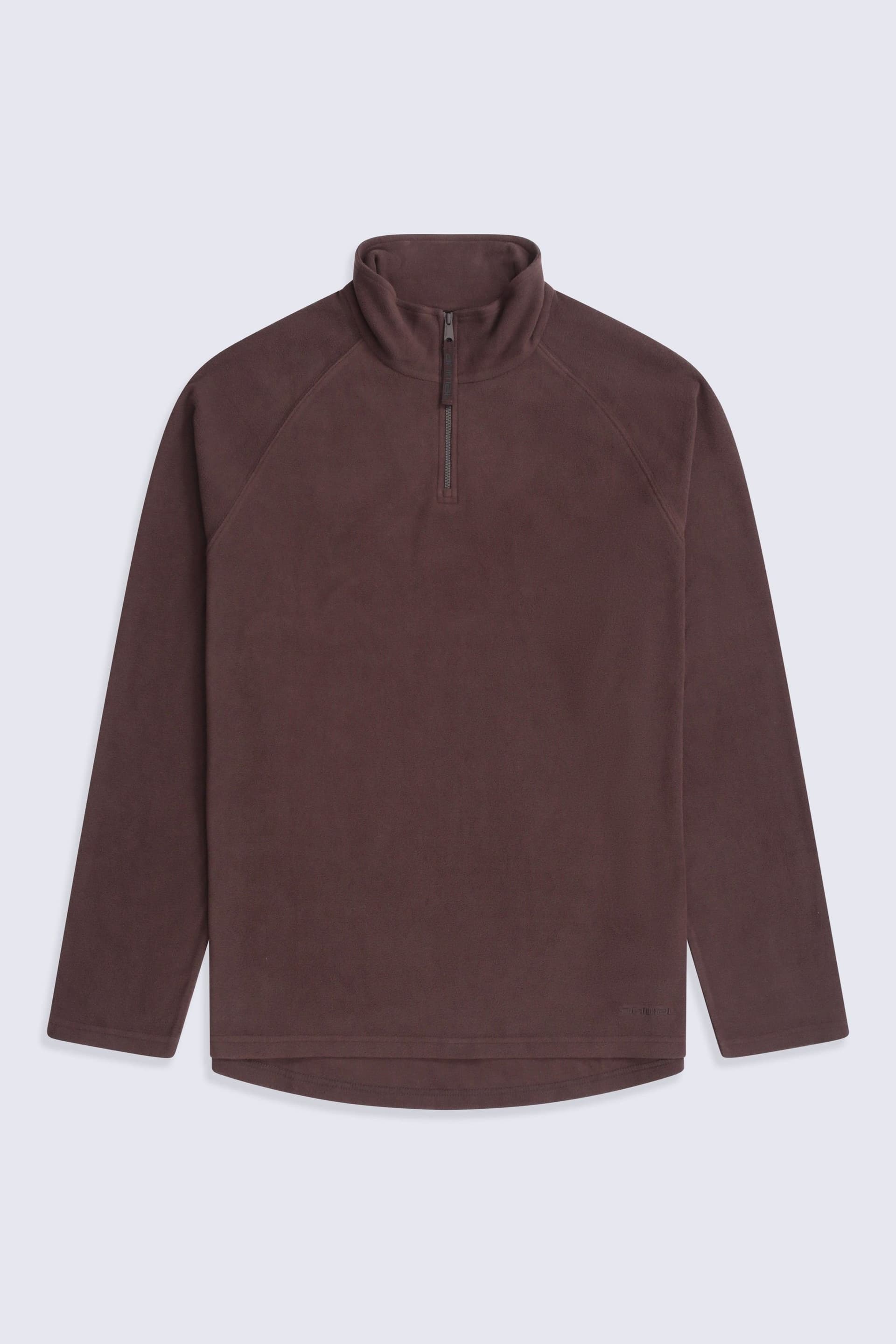 Animal Animal Men's 'Prague' Warm Lightweight Casual Half-Zip Fleece Midlayer Layering Top in Dark Brown