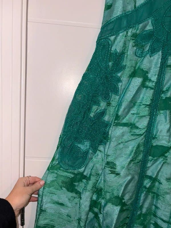Karen Millen Karen Millen Aqua Green Petite Embellished Beaded Open Back Maxi Dress Size 10 wedding guest