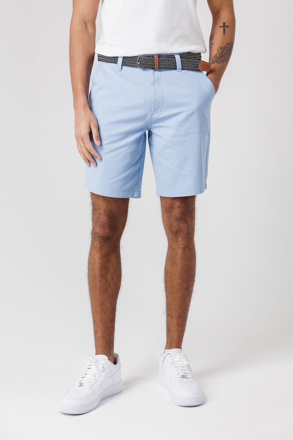 Tokyo Laundry Tokyo Laundry Light Blue Cotton Twill Shorts for Men