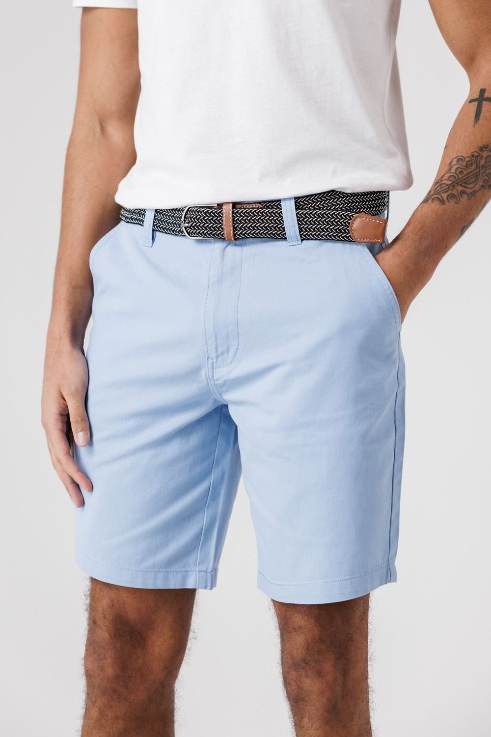 Tokyo Laundry Tokyo Laundry Men's Cotton Twill Peached Shorts in Light Blue - 4