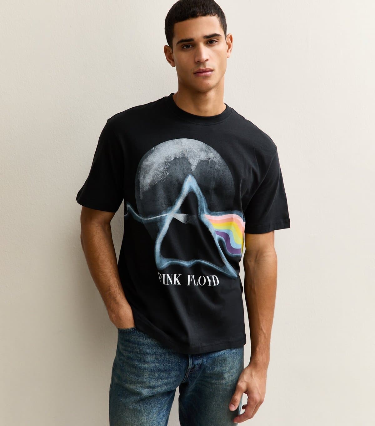 Only and Sons Men's Black Pink Floyd Print T-Shirt Only and Sons New Look