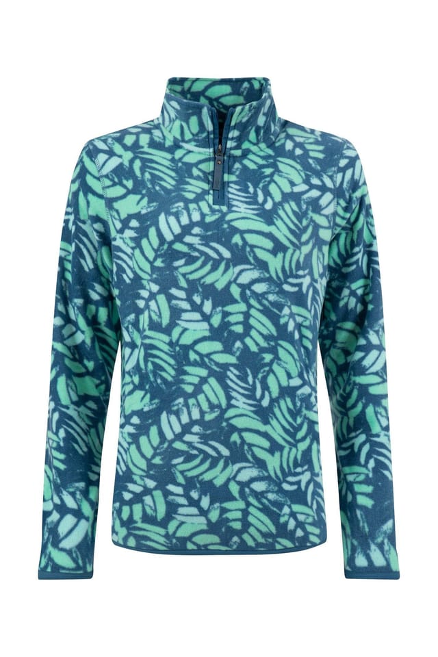 Weird Fish Weird Fish Women's Rory 1/4 Zip Printed Microfleece in Teal - 2