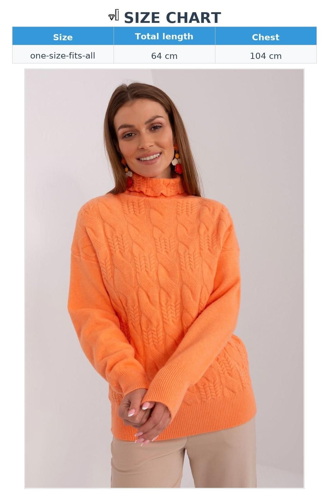 Love Lace Love Lace Women's Variegated Knit Acrylic Turtleneck Sweater in Orange - 4