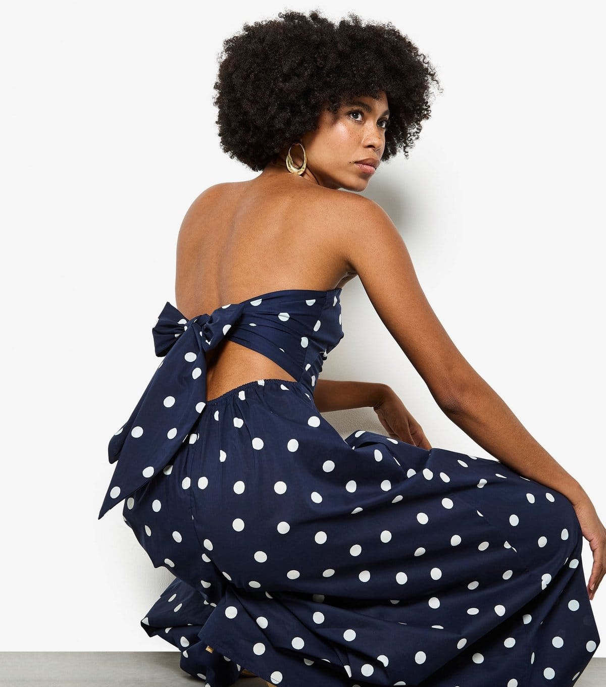 Apricot Women's Bandeau Navy Polka Dot Jumpsuit Apricot New Look - 4
