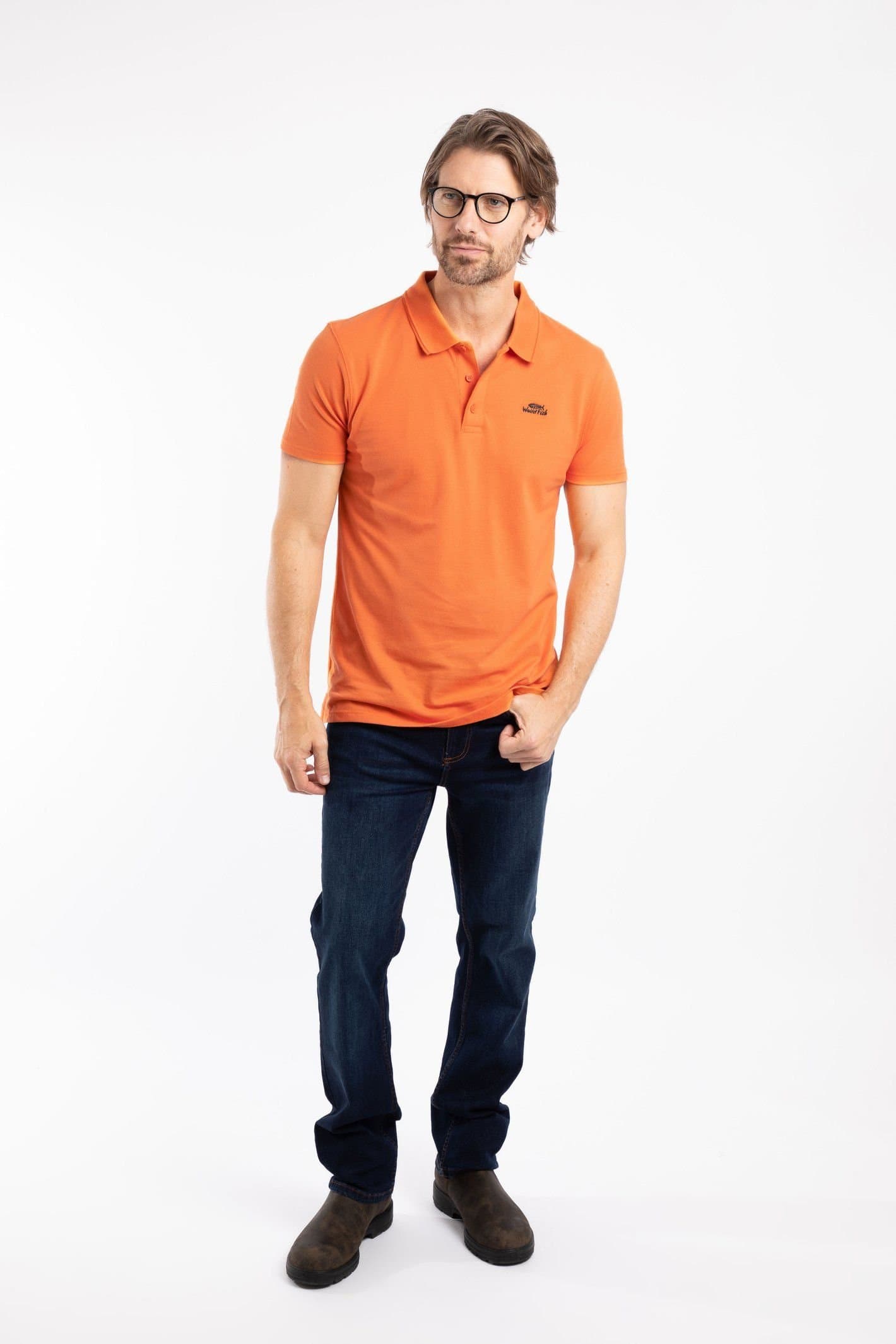 Weird Fish Weird Fish Men's Miles Pique Polo Shirt in Pale Orange