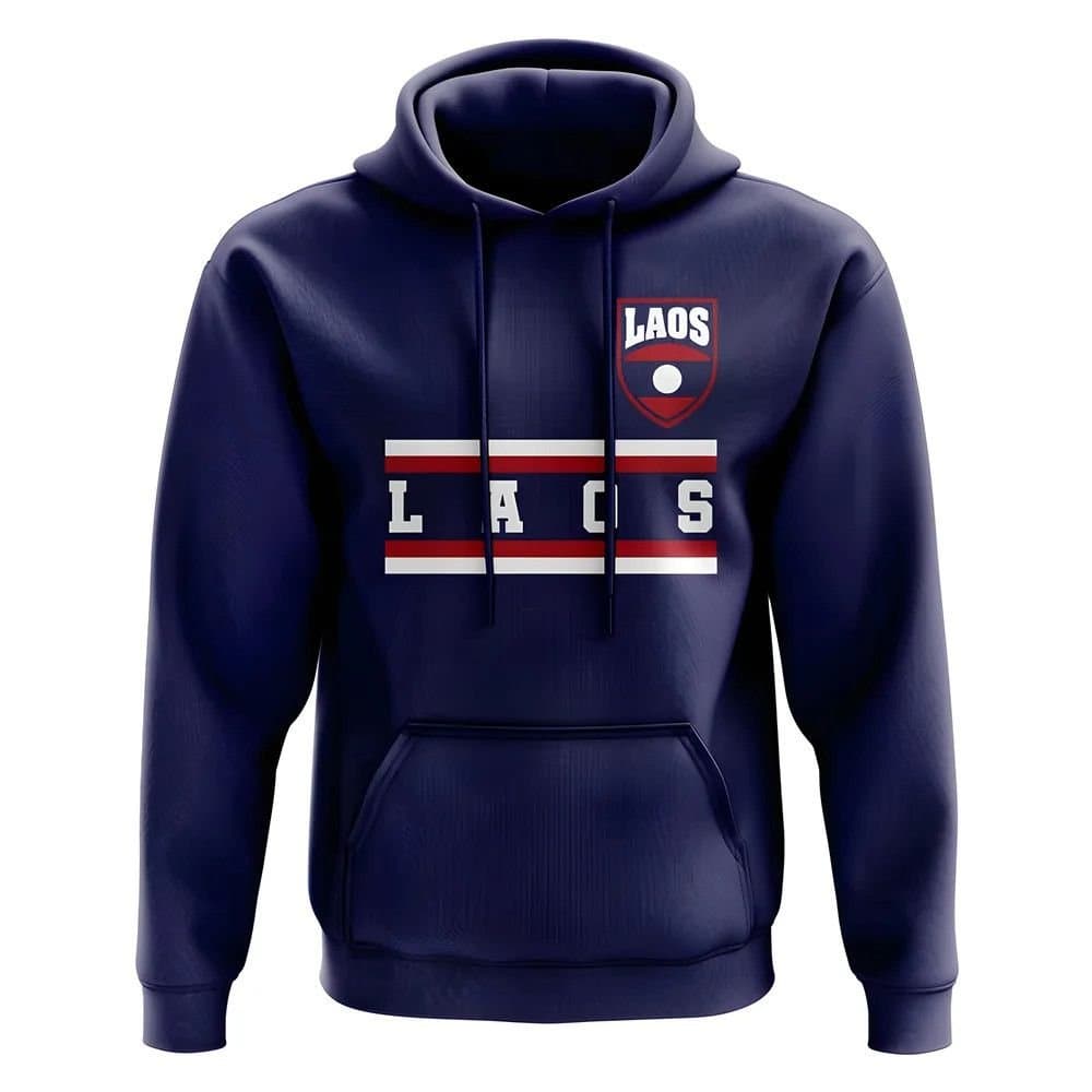 Laos Laos Men's Personalised Core Football Country Hoody in Navy