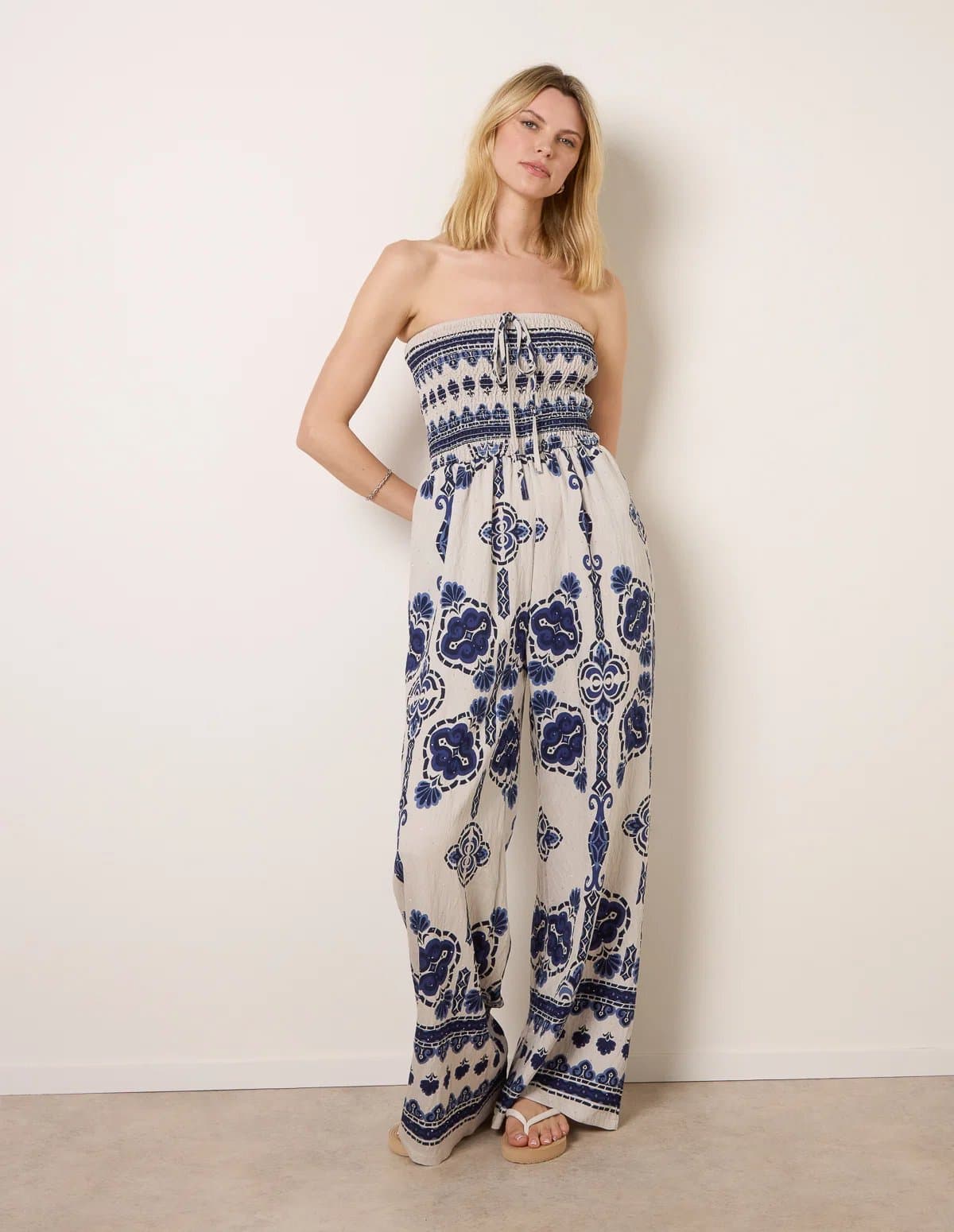 Blue Vanilla Tribal Print Jumpsuit