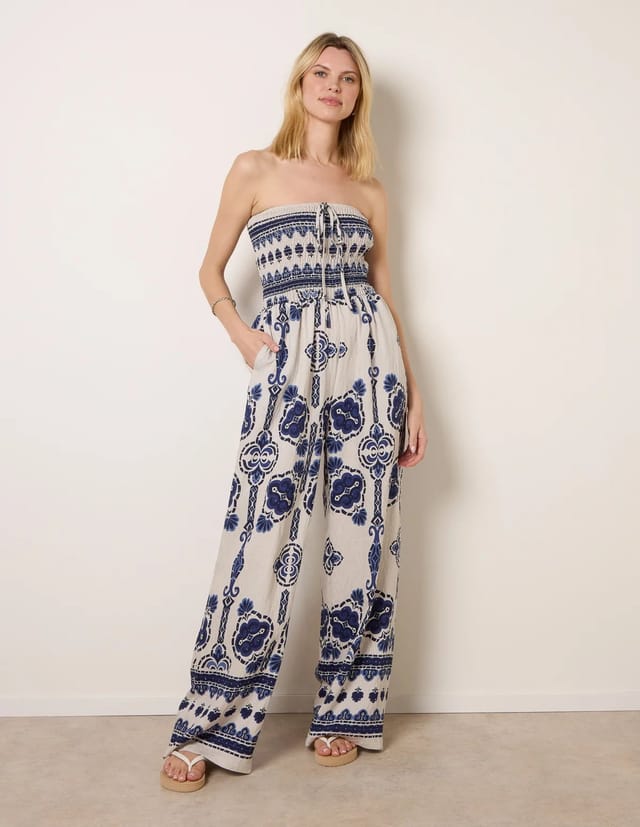 Blue Vanilla Tribal Print Jumpsuit - 3