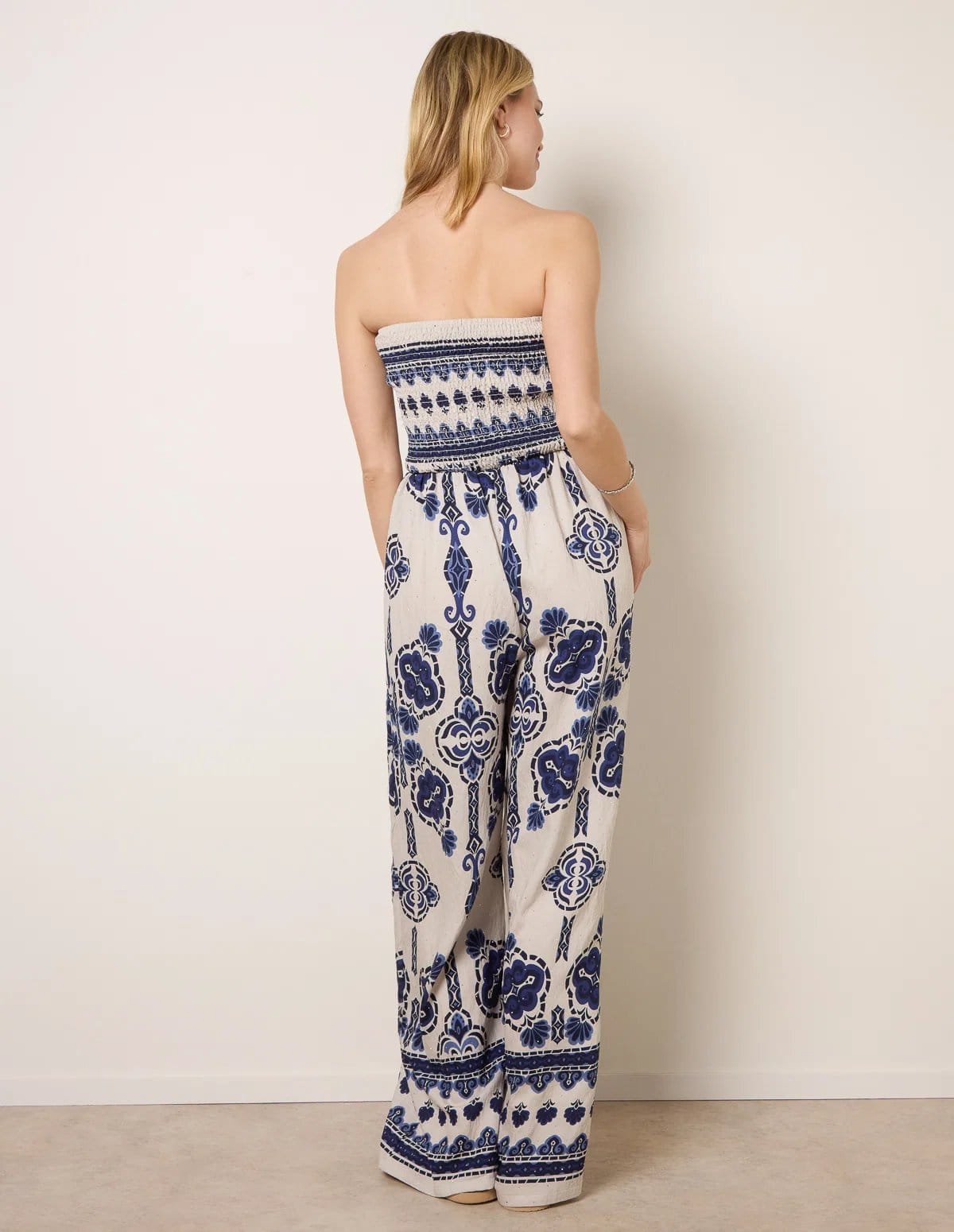 Blue Vanilla Tribal Print Jumpsuit - 4