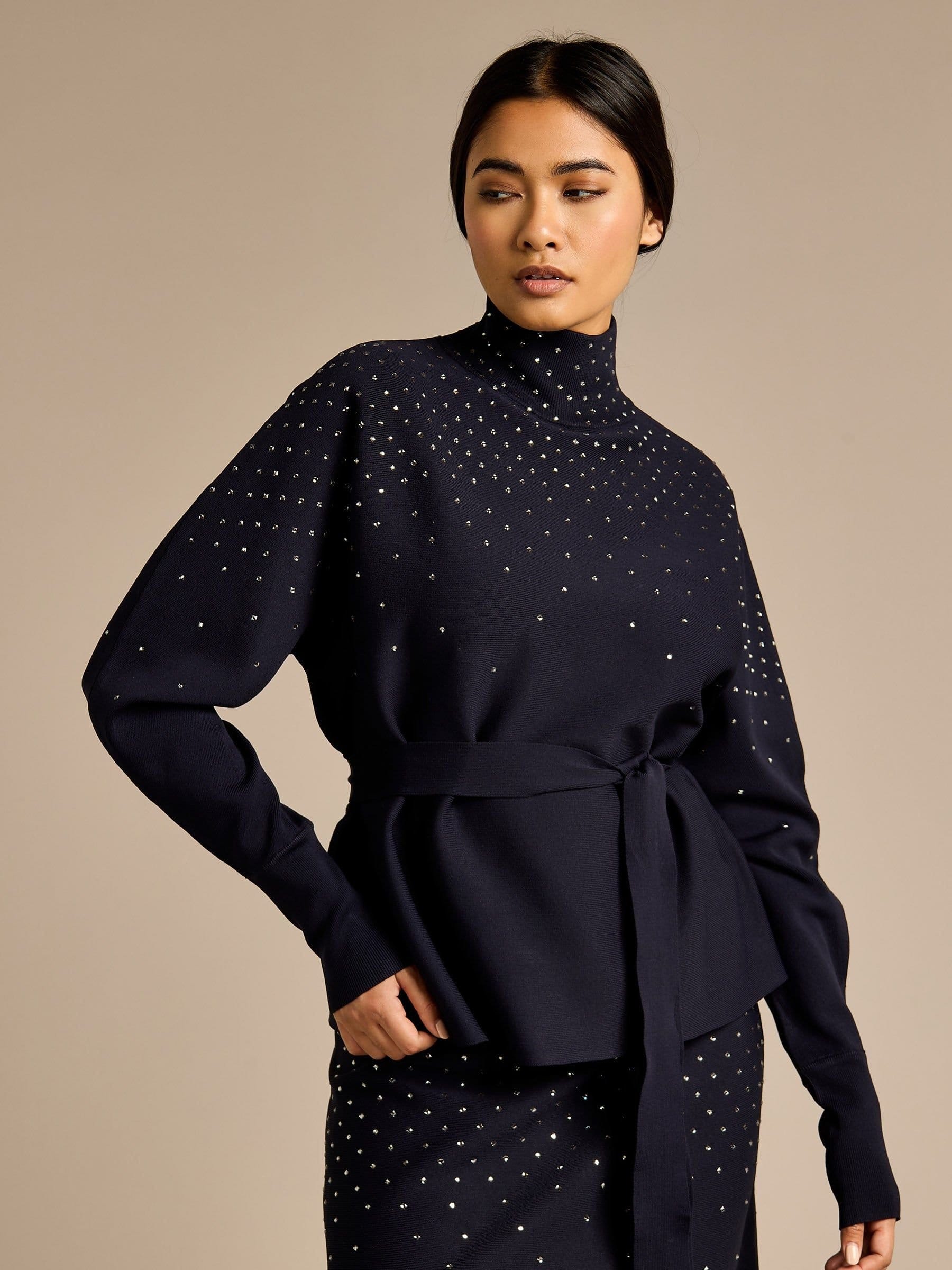 GWD by GEORGE W. DAVIES GWD by GEORGE W. DAVIES Women's GWD Sparkle Iris Knitted Navy Top - 4