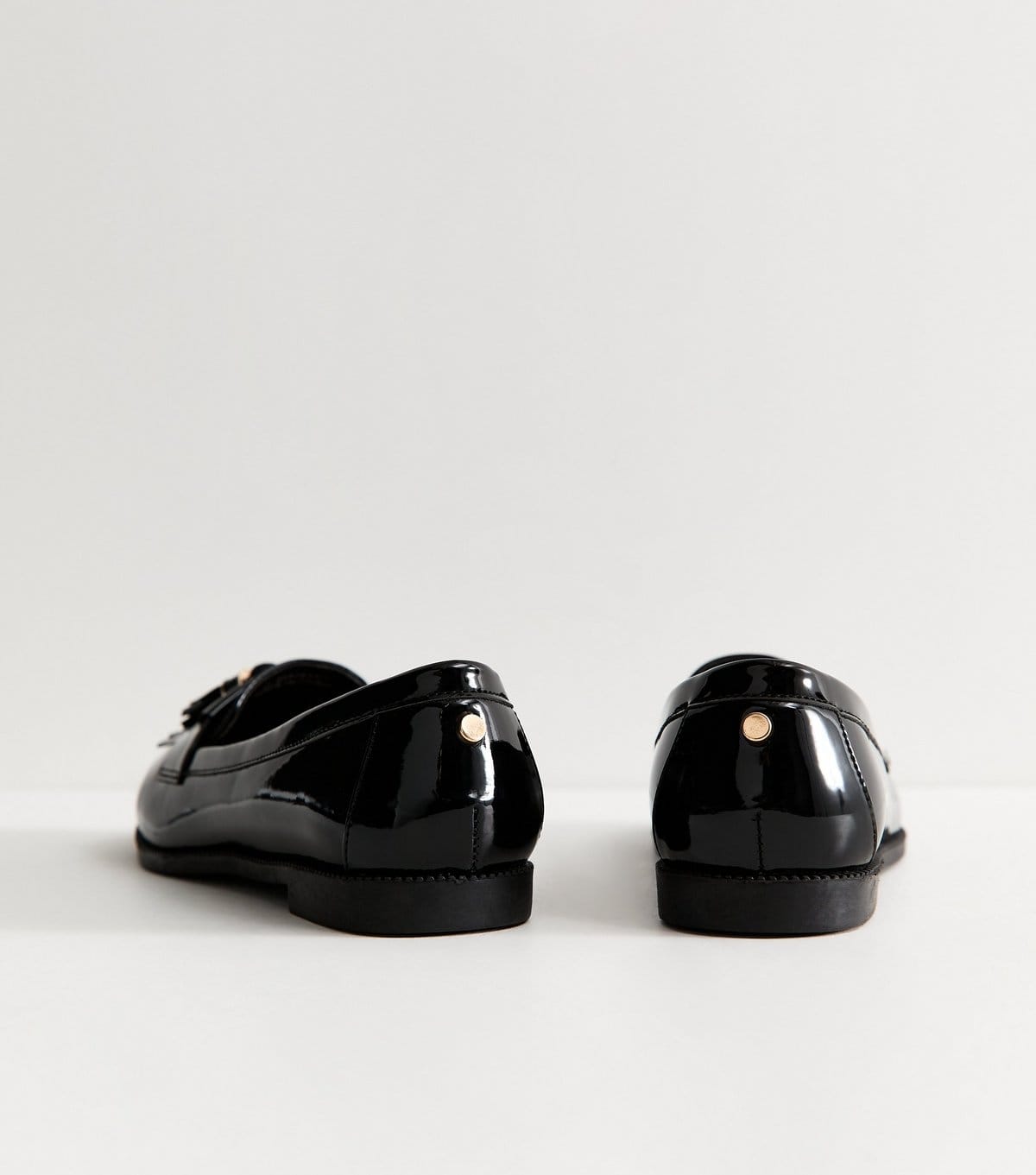 New Look Women's Wide Fit Black Faux Patent Leather Loafers Vegan New Look - 4