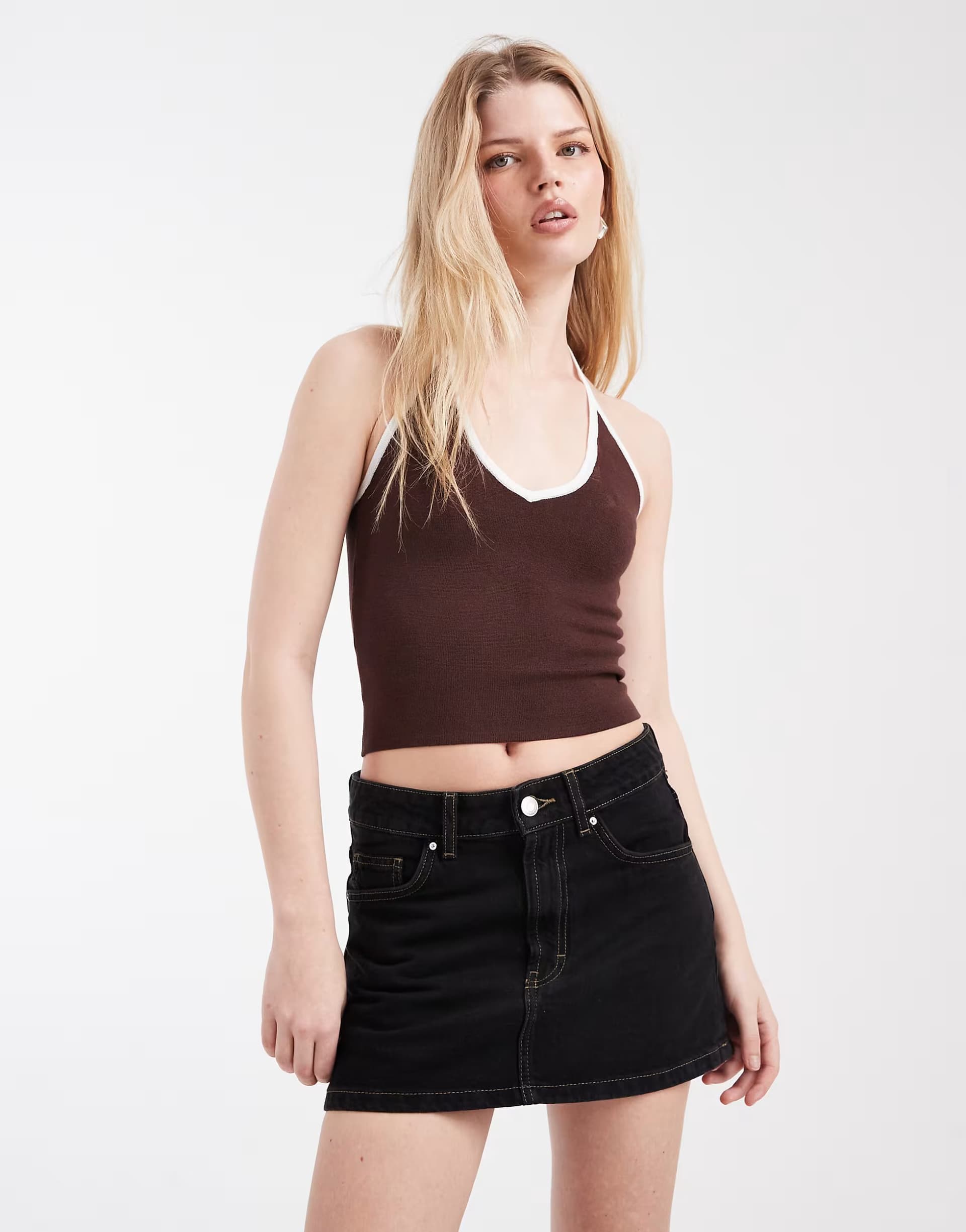 ASOS Cotton On original denim mini skirt in black