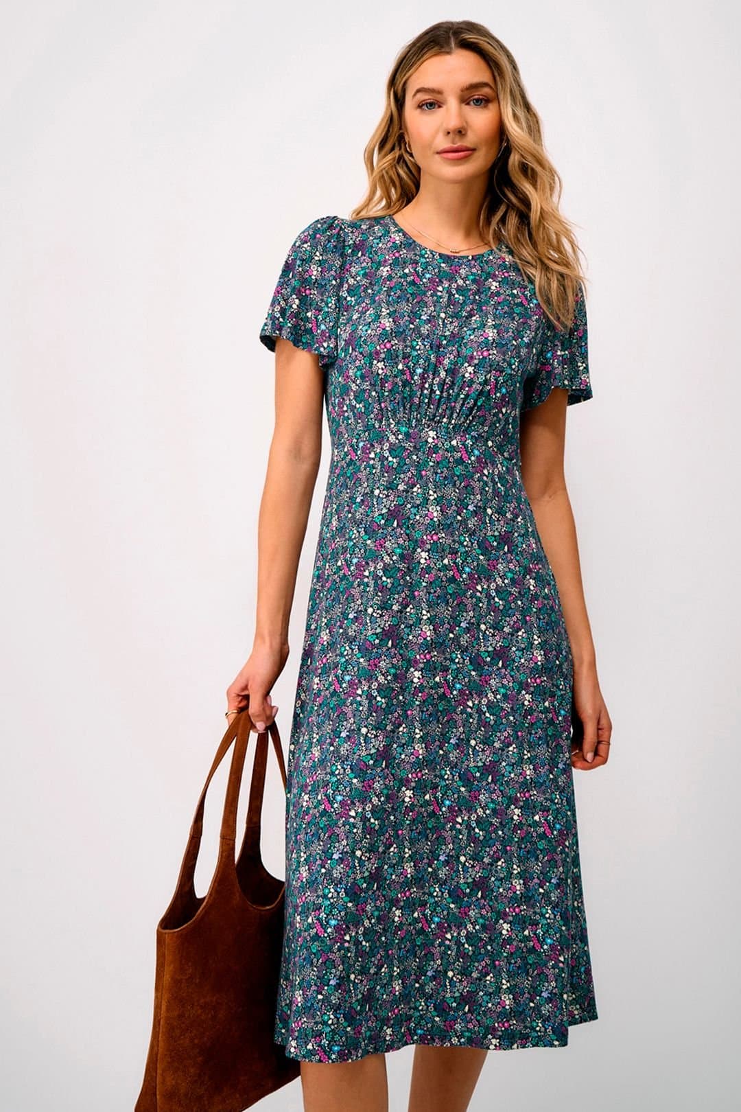 Crew Clothing Crew Clothing Women's Jenna Flutter Sleeve Jersey Dress Navy