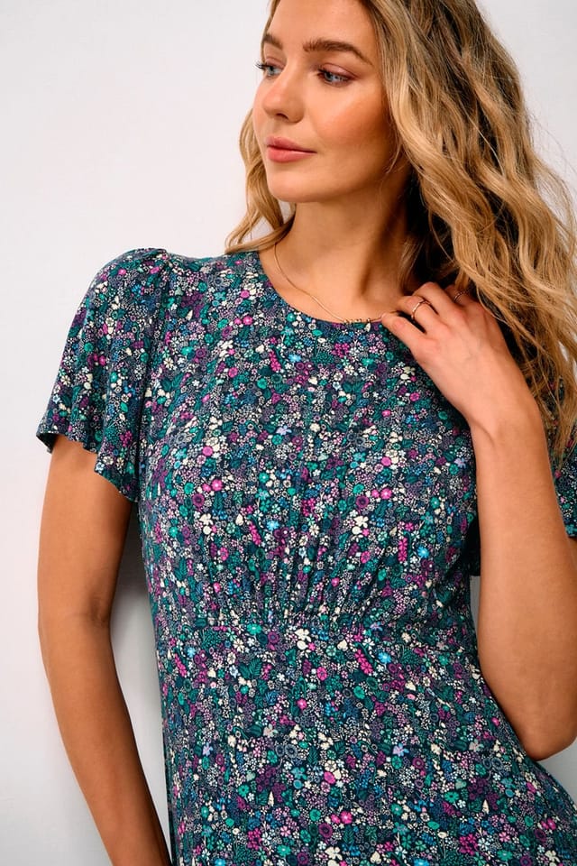 Crew Clothing Crew Clothing Women's Jenna Flutter Sleeve Jersey Dress Navy - 2