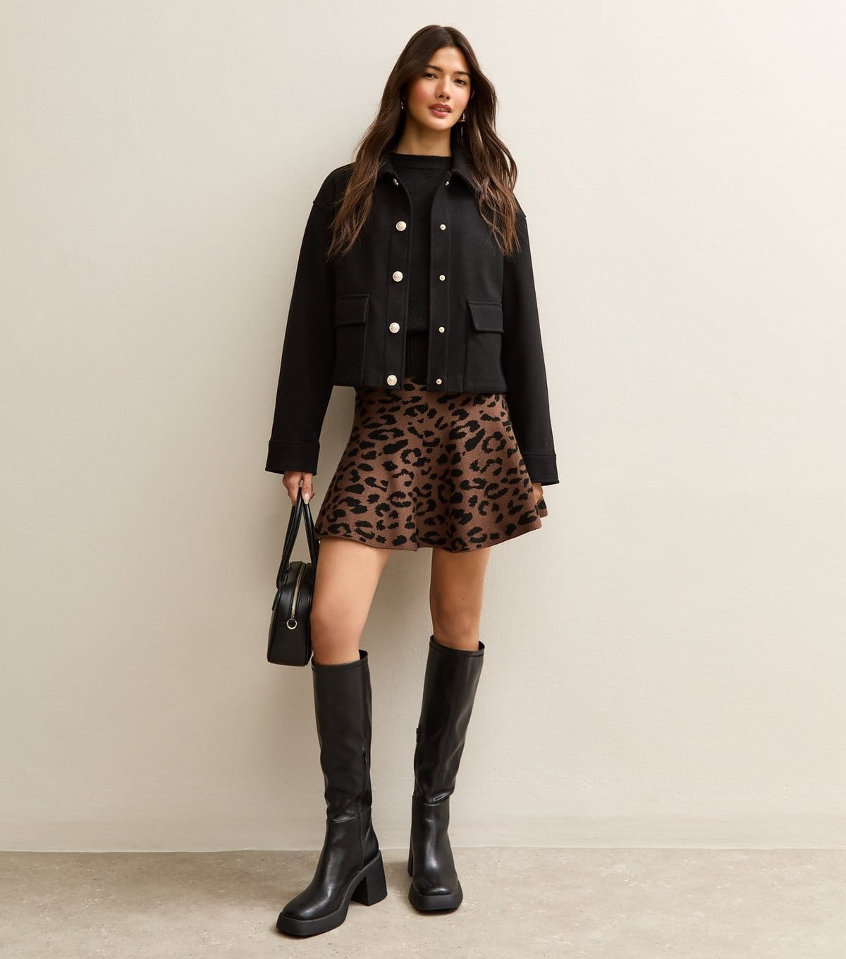 Women's Brown Animal Print Mini Skater Skirt New Look