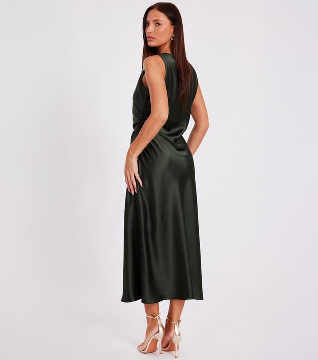 Quiz Women's Olive Satin Midaxi Dress Quiz New Look - 3