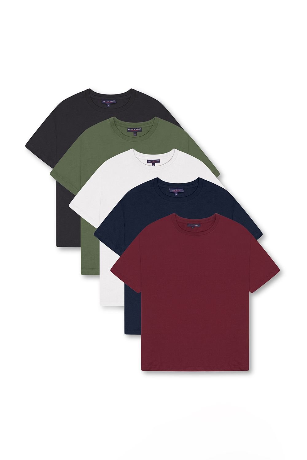 Smith & Jones Smith & Jones Men's 5 Pack 'Chillout' T-Shirt in Burgundy - 1