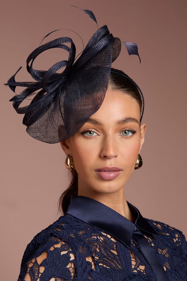 Coast Coast Women's Loop & Feather Detail Fascinator in Navy - 2