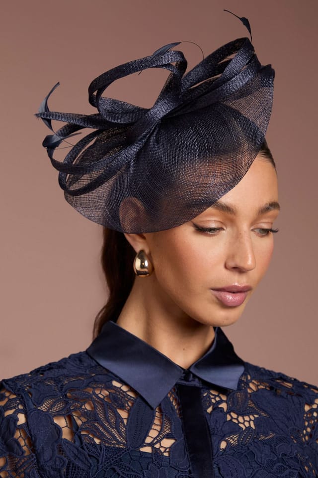 Coast Coast Women's Loop & Feather Detail Fascinator in Navy - 3