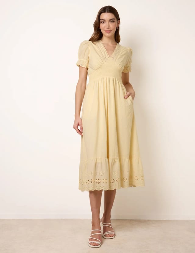 Blue Vanilla Embroidery Detail V-Neck Dress - 2