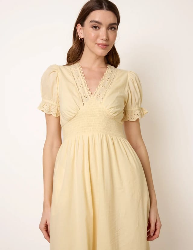 Blue Vanilla Embroidery Detail V-Neck Dress - 3