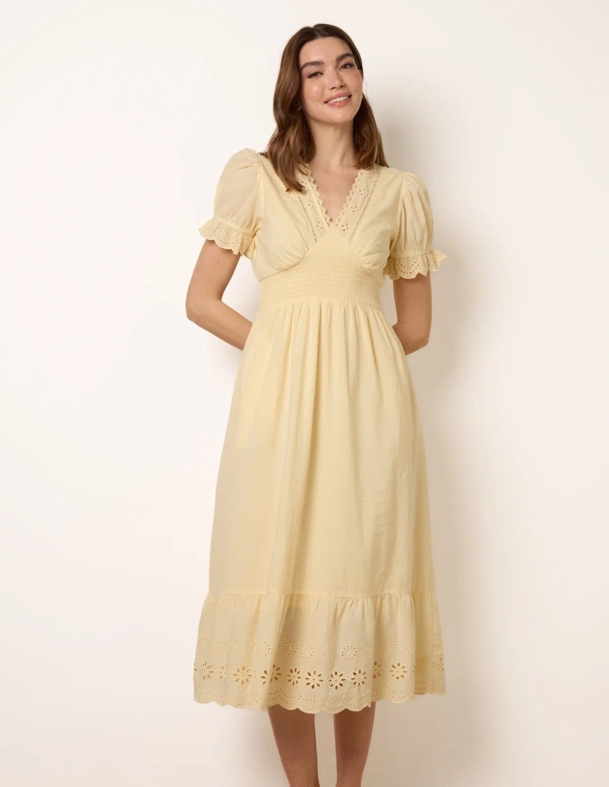 Blue Vanilla Embroidery Detail V-Neck Dress - 4