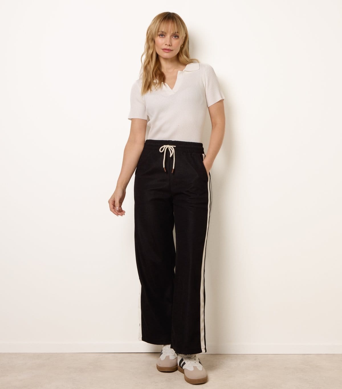 Blue Vanilla Black Side Stripe Drawstring Trousers