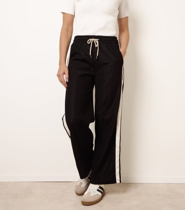 Blue Vanilla Women's Black Side Stripe Drawstring Trousers Blue Vanilla New Look - 2