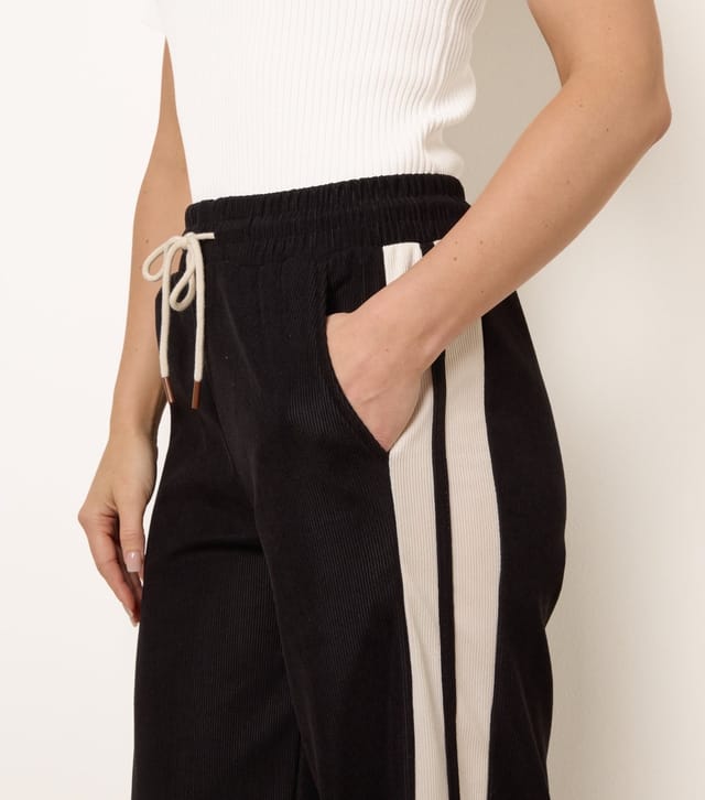 Blue Vanilla Women's Black Side Stripe Drawstring Trousers Blue Vanilla New Look - 3
