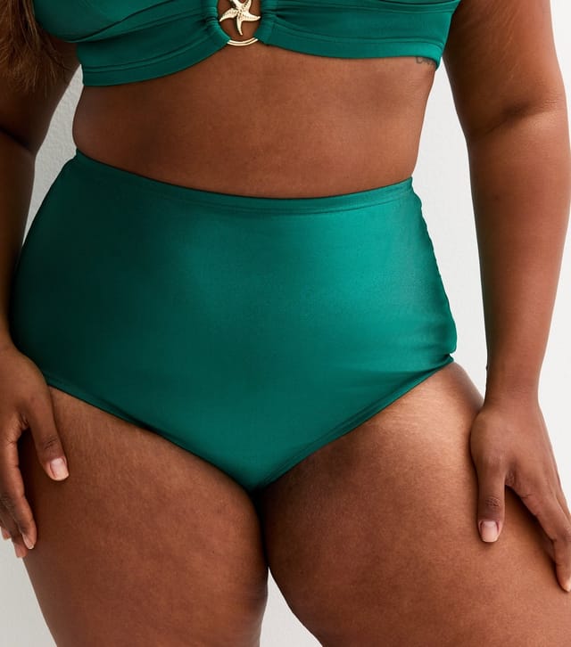 New Look Women's Plus Size Green High Waisted Bikini Bottoms Curves New Look - 2