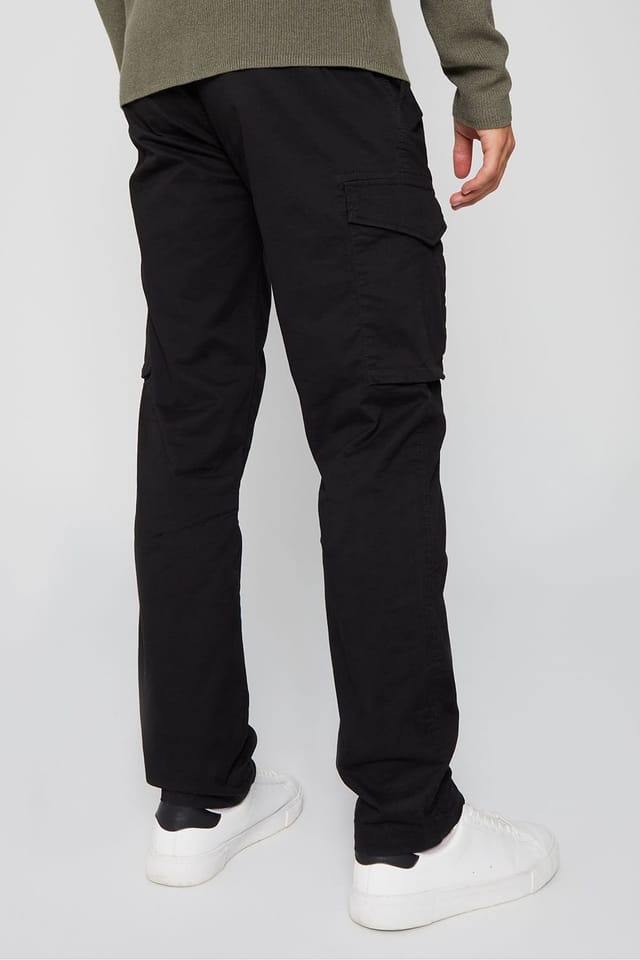 Threadbare Threadbare Men's 'Drill' Cotton Cargo Trousers With Stretch in Black - 2