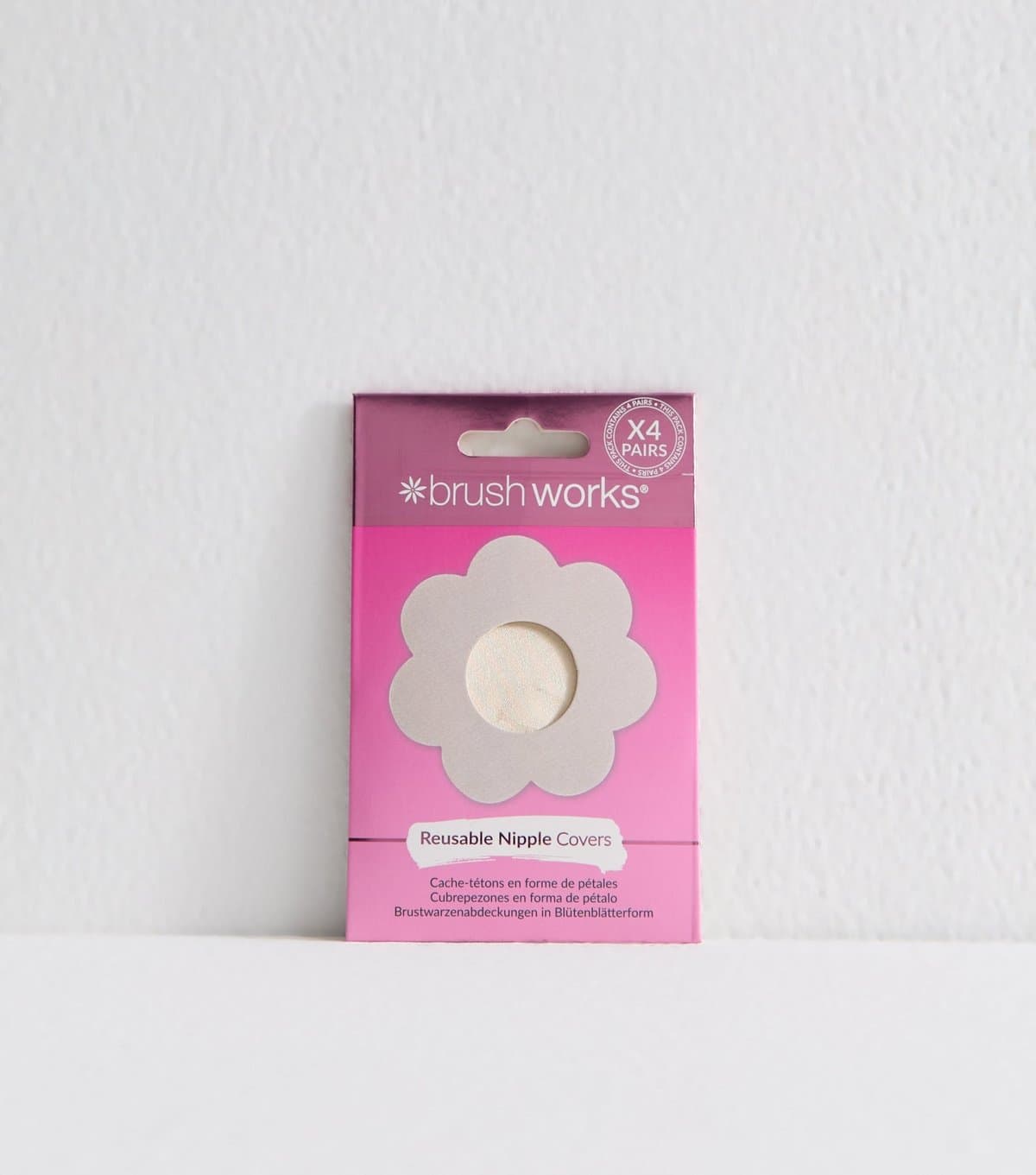 Brushworks Pack of 4 Pale Pink Reusable Fabric Nipple Covers Brushworks New Look