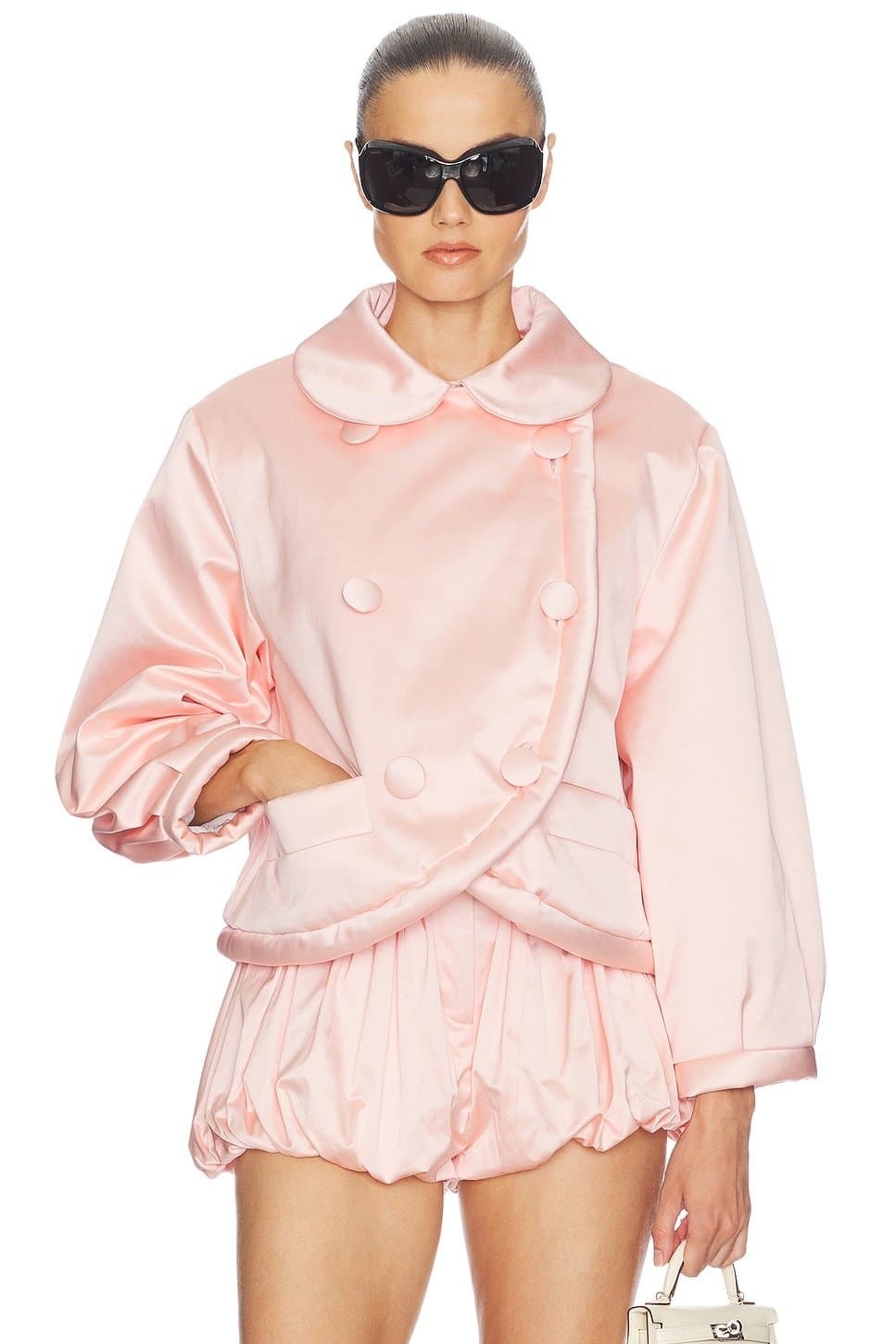 revolve Revolve Sateen Puff Jacket in Shell Pink