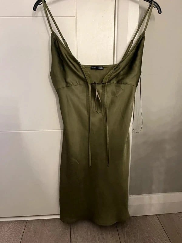 Bershka Green satin mini dress - 1