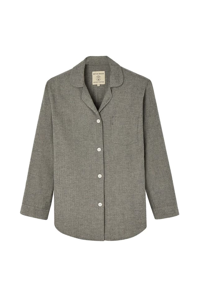 British Boxers British Boxers Women's 'Whitby Jet' Herringbone Brushed Cotton Pyjama Set in Dark Grey - 3