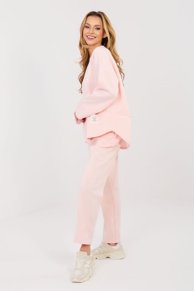 Love Lace Love Lace Women's Minimalist Sweatshirt & Tapered Pants Set in Pink - 2