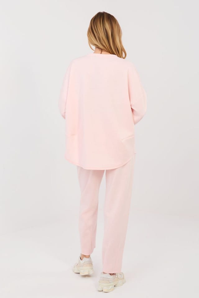 Love Lace Love Lace Women's Minimalist Sweatshirt & Tapered Pants Set in Pink - 3