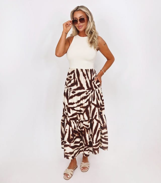 AX Paris Women's Brown Animal Print 2 In 1 Smock Midi Dress AX Paris New Look - 2